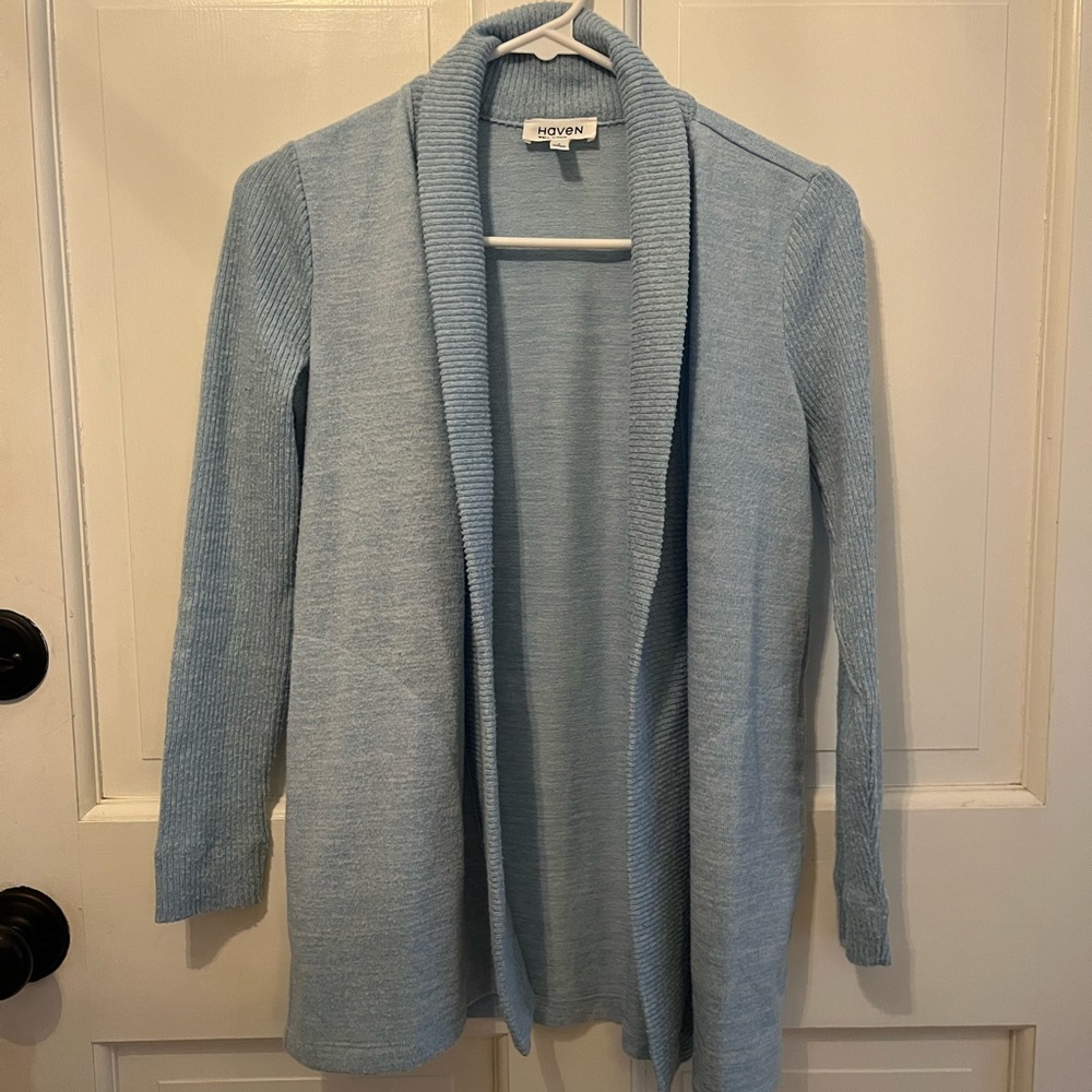 Haven Well Within Size Petite light blue cardigan sweater